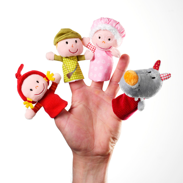 Lawnrden Teatro de Marionetas para niños | 4 Piezas/Juego de Marionetas de Mano para niños, Caperucita Roja, de Mano, Juguete Interactivo, Juego de